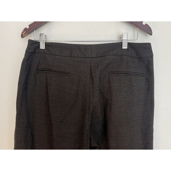 Sandro Sportswear Women Brown Plaid Cropped Trousers Dark Academia Preppy Size 8 - Picture 4 of 6